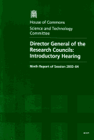 Director General of the Research Councils: Introductory Hearing Director General of the Research Councils: Introductory Hearing