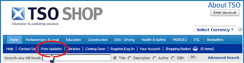 Free Updates on the TSO Online Bookshop header menu