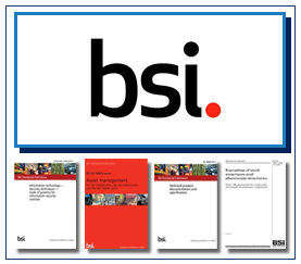 BSI logo black letters and red dot.
