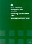 Greening government 2003 thirteenth repo - Front